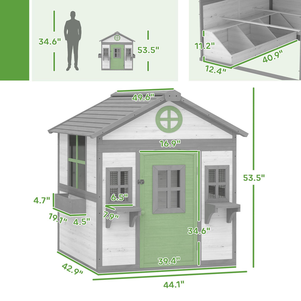 Charming furniture-style Chicken Coop for 2-4 Birds with Built-in Planters