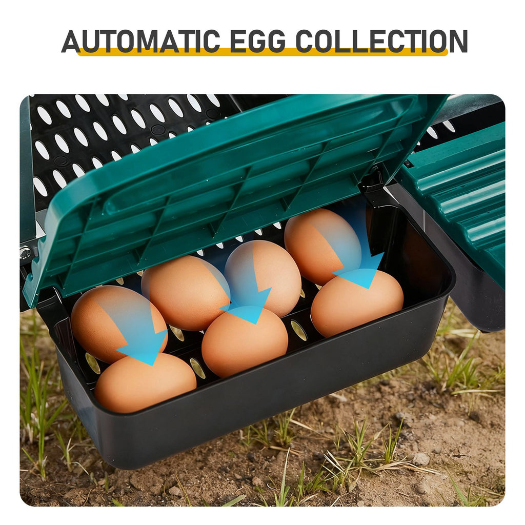 Chicken Nesting Box, 6 Compartment Nesting Box for Laying Eggs, Wall Mount Chicken Brooder Box with Perch, Easy Egg Collection, Cleanable Pull Out Hen Roosting Boxes, 6 Holes, Green