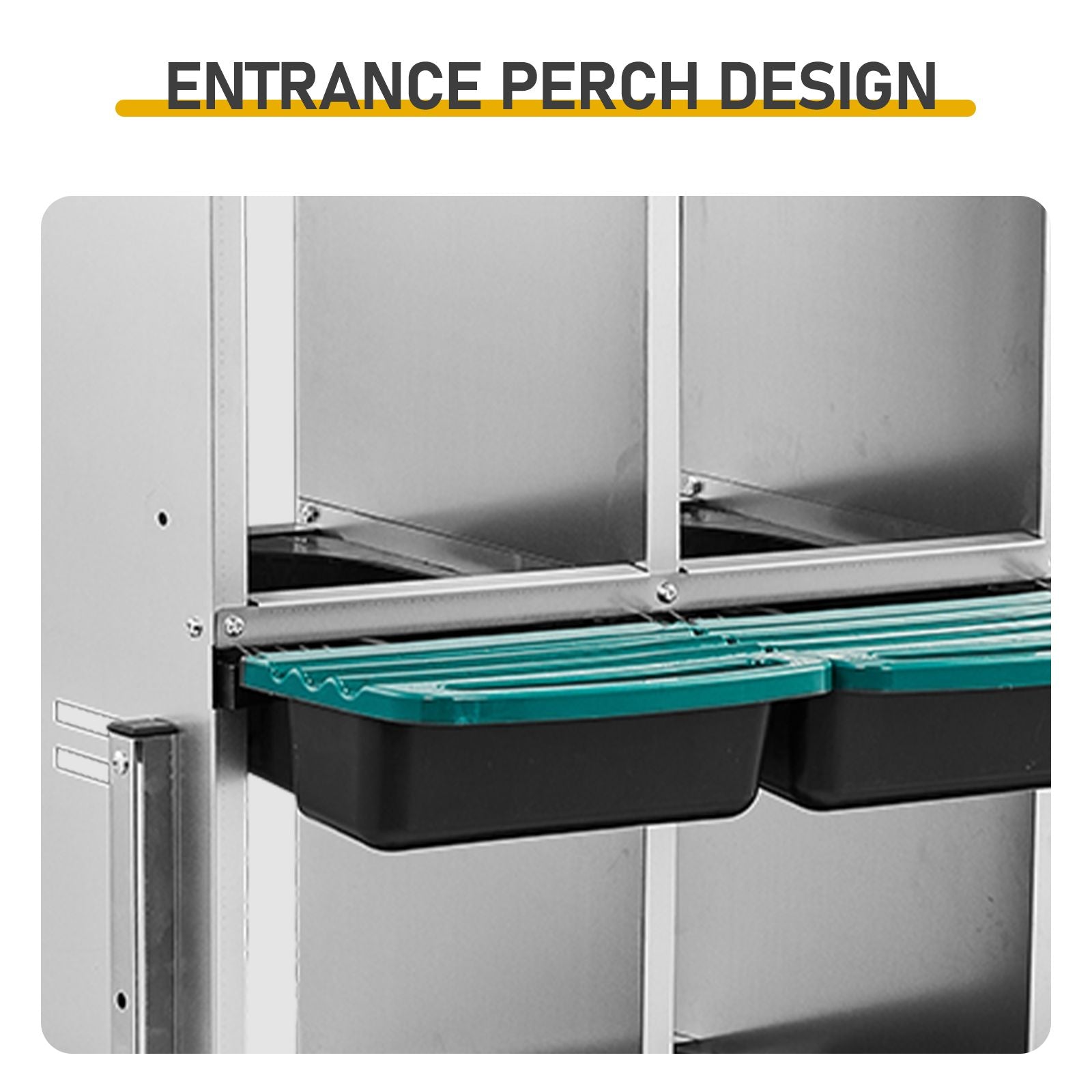Chicken Nesting Box, 6 Compartment Nesting Box for Laying Eggs, Wall Mount Chicken Brooder Box with Perch, Easy Egg Collection, Cleanable Pull Out Hen Roosting Boxes, 6 Holes, Green