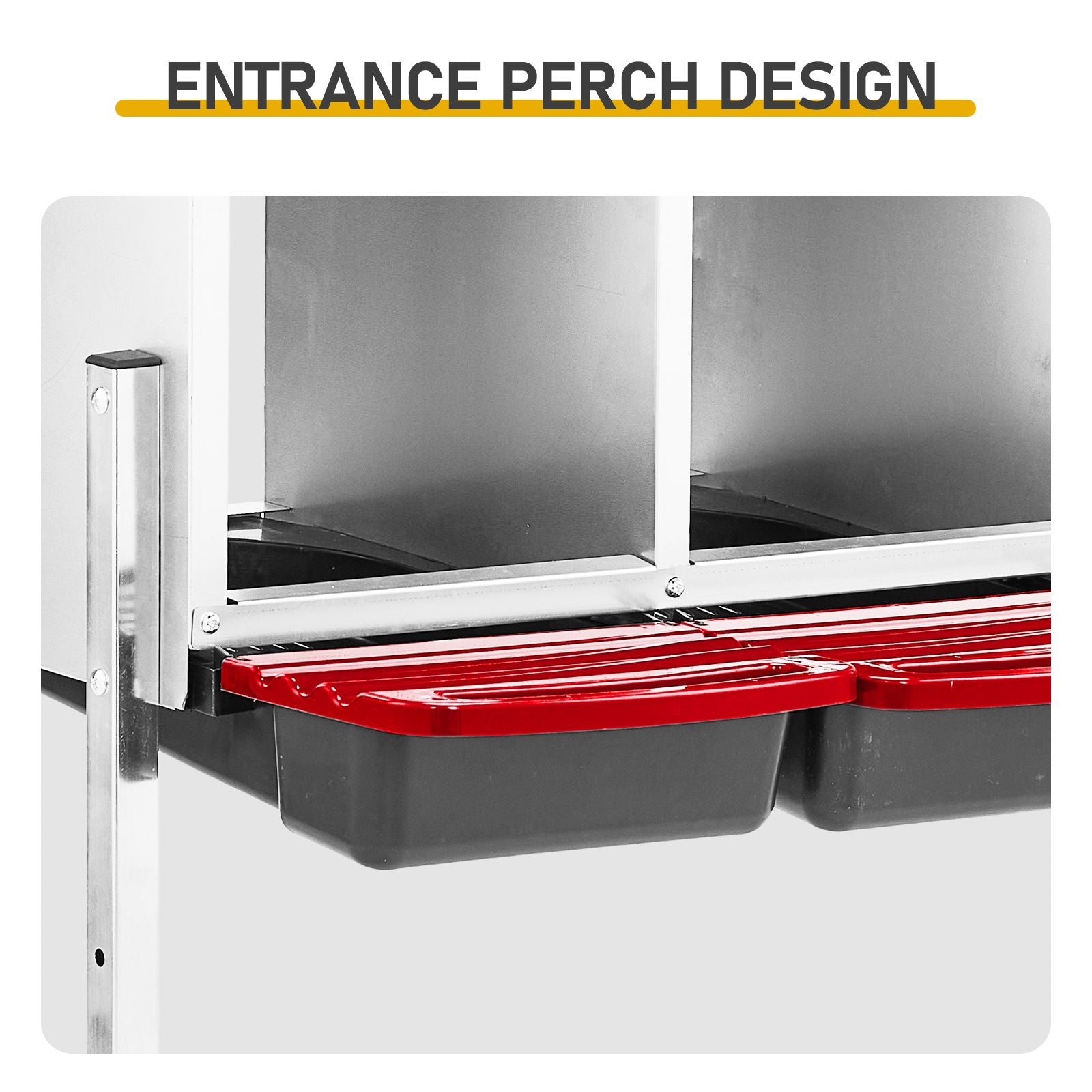 Chicken Nesting Box, 6 Compartment Nesting Box for Laying Eggs, Wall Mount Chicken Brooder Box with Perch, Easy Egg Collection, Cleanable Pull Out Hen Roosting Boxes, 6 Holes, Red