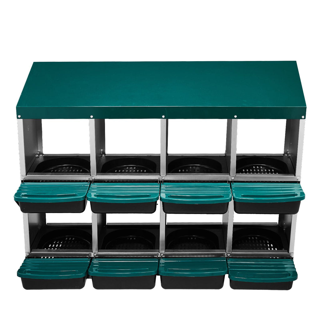 Chicken Nesting Box, 8 Compartment Roll Away Nesting Box for Laying Eggs, Wall Mount Chicken Nesting Boxes, Easy Egg Collection, Cleanable Pull Out Hen Roosting Boxes, 8 Holes, Green