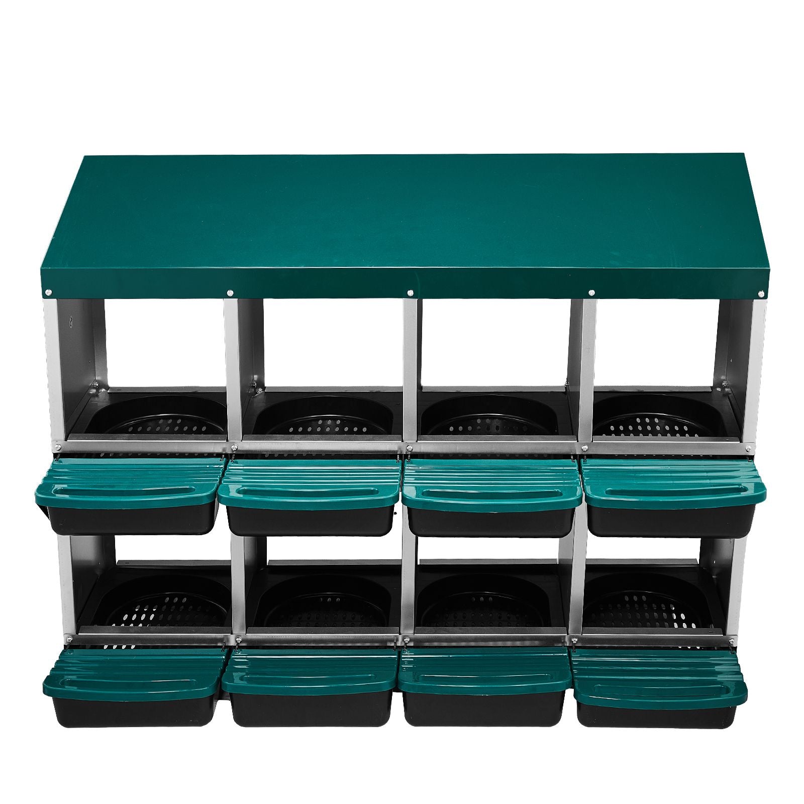 Chicken Nesting Box, 8 Compartment Roll Away Nesting Box for Laying Eggs, Wall Mount Chicken Nesting Boxes, Easy Egg Collection, Cleanable Pull Out Hen Roosting Boxes, 8 Holes, Green