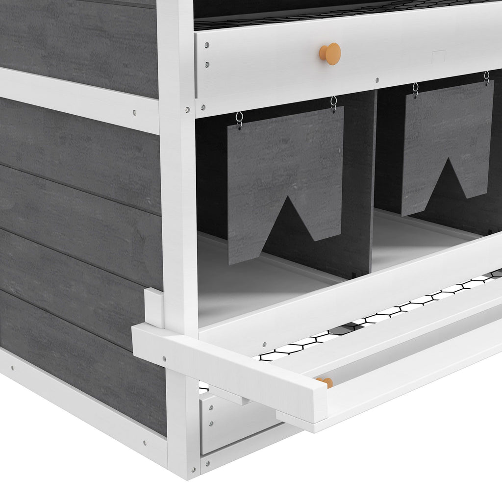 Chicken Nesting Box, 8 Compartment Wood Laying Boxes for Chicken Coop with Egg Collection Trays Perches for 16-32 Hens