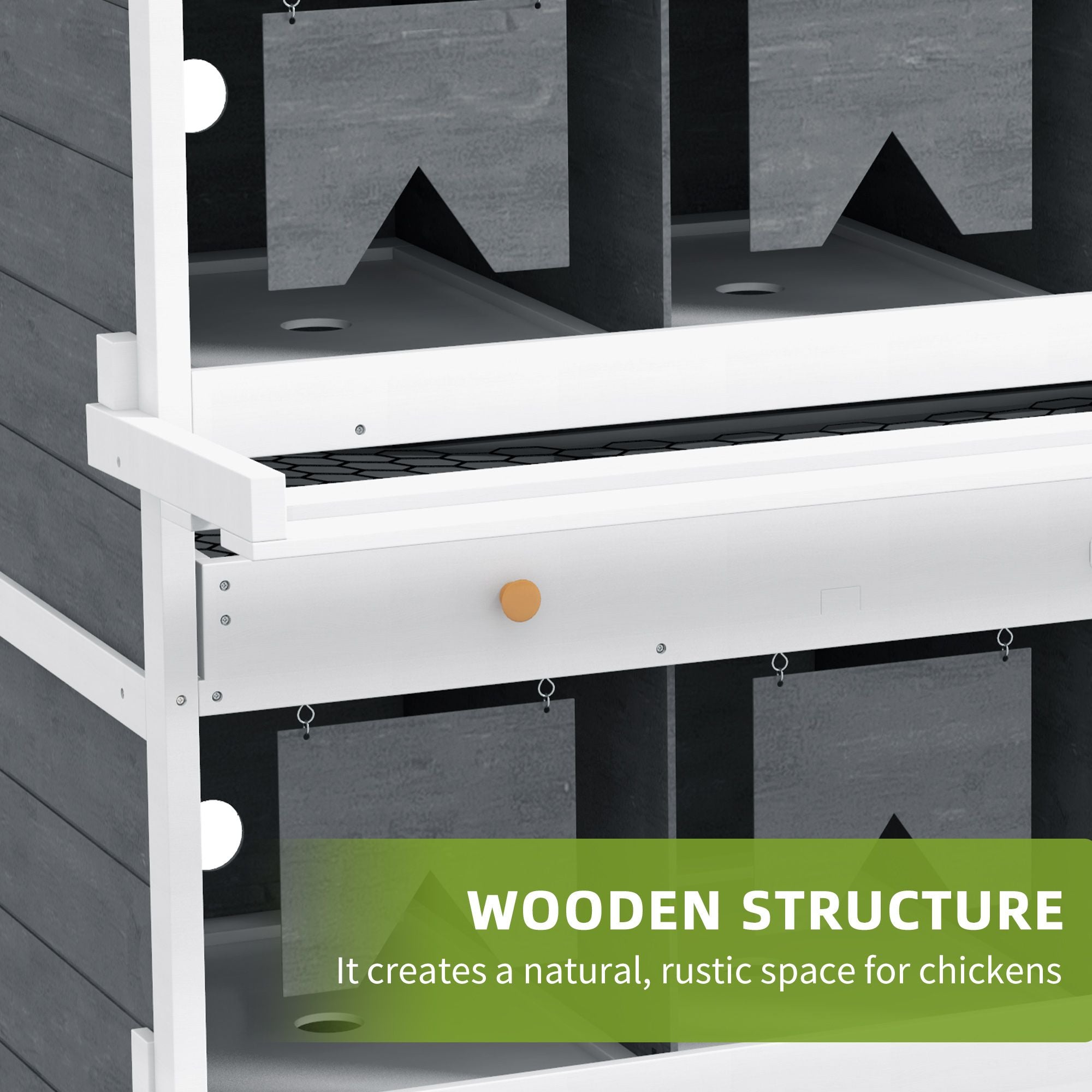 Chicken Nesting Box, 8 Compartment Wood Laying Boxes for Chicken Coop with Egg Collection Trays Perches for 16-32 Hens