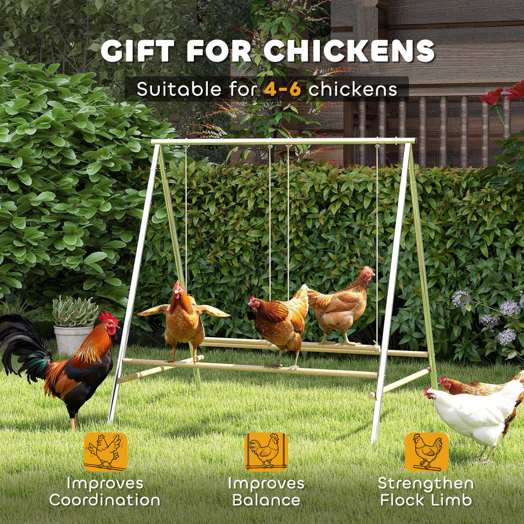 Chicken Perch for Coop, Chicken Roosting Bars with 2 Swings, Coop Accessories for Farm, Backyard, Silver