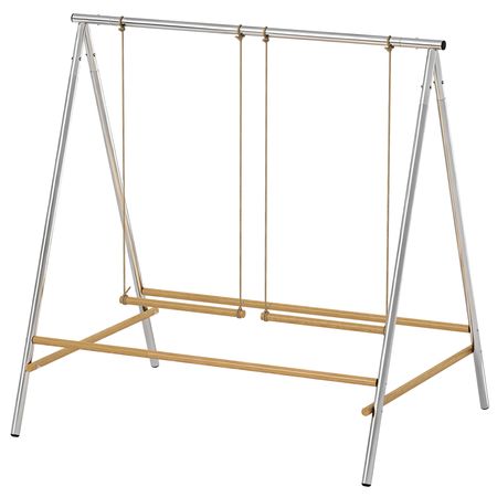 Chicken Perch for Coop, Chicken Roosting Bars with 2 Swings, Coop Accessories for Farm, Backyard, Silver