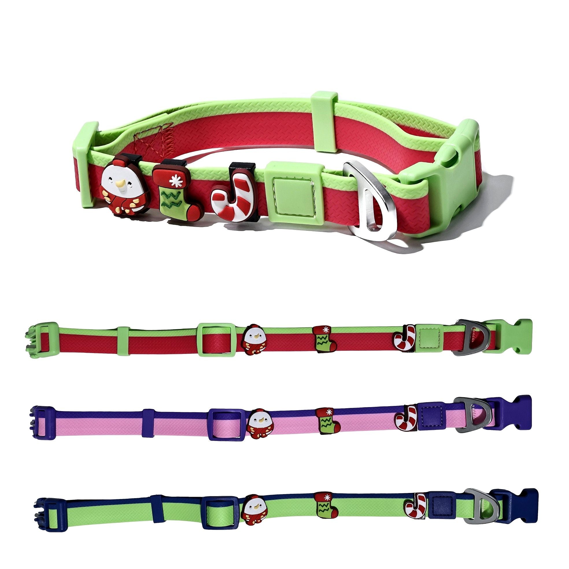 Christmas Themed water-ready Dog Collar & Leash Set with Cute Charms