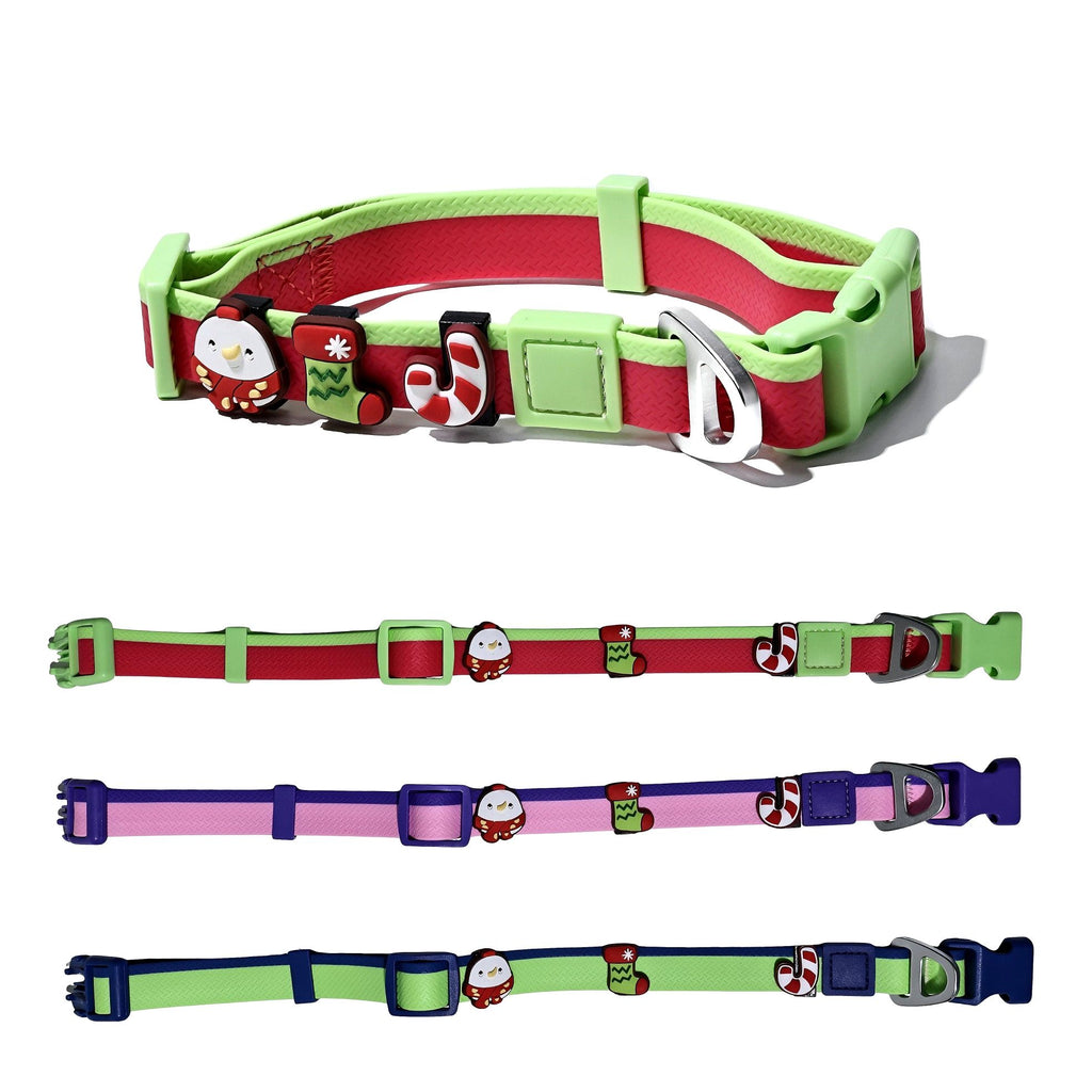 Christmas Themed water-ready Dog Collar & Leash Set with Cute Charms