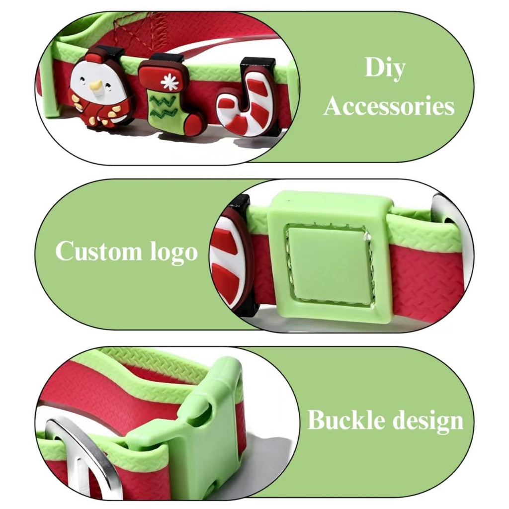 Christmas Themed water-ready Dog Collar & Leash Set with Cute Charms