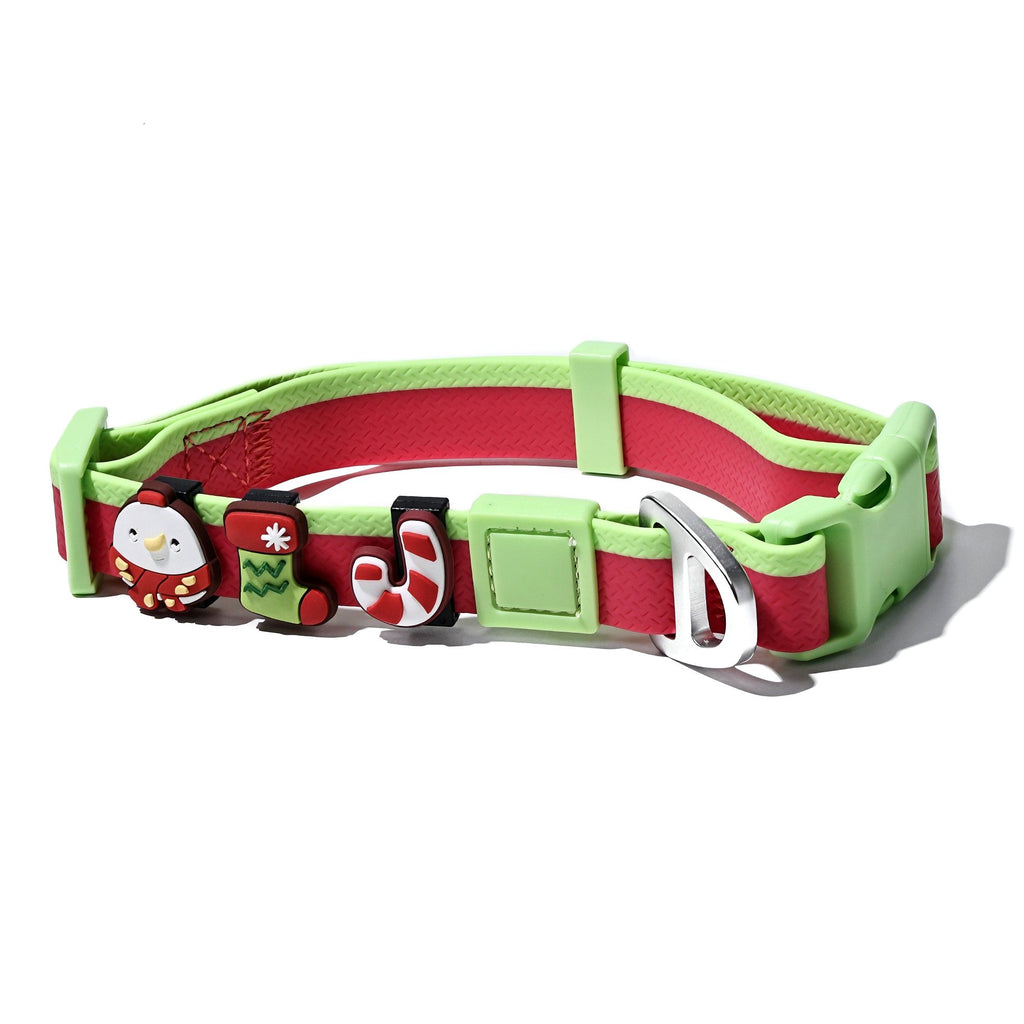 Christmas Themed water-ready Dog Collar & Leash Set with Cute Charms