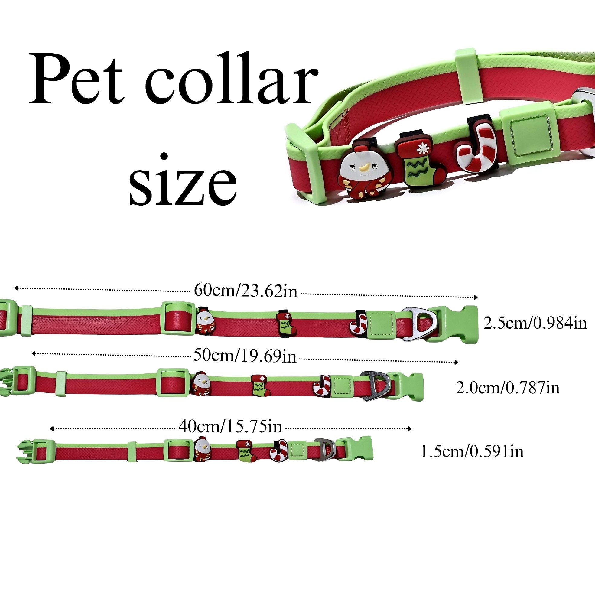 Christmas Themed water-ready Dog Collar & Leash Set with Cute Charms