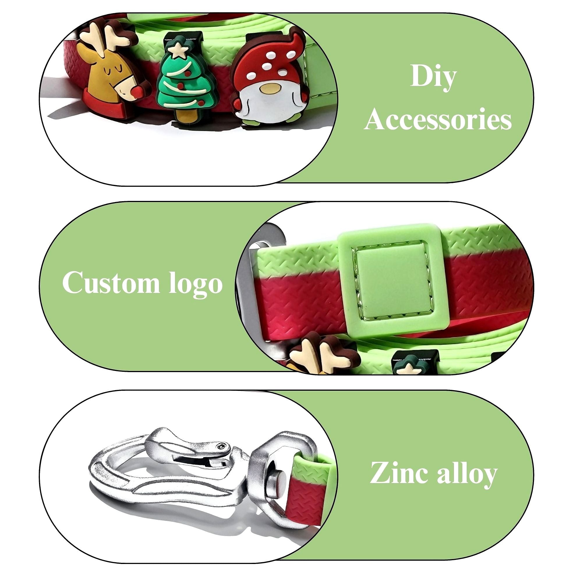 Christmas Themed water-ready Dog Collar & Leash Set with Cute Charms