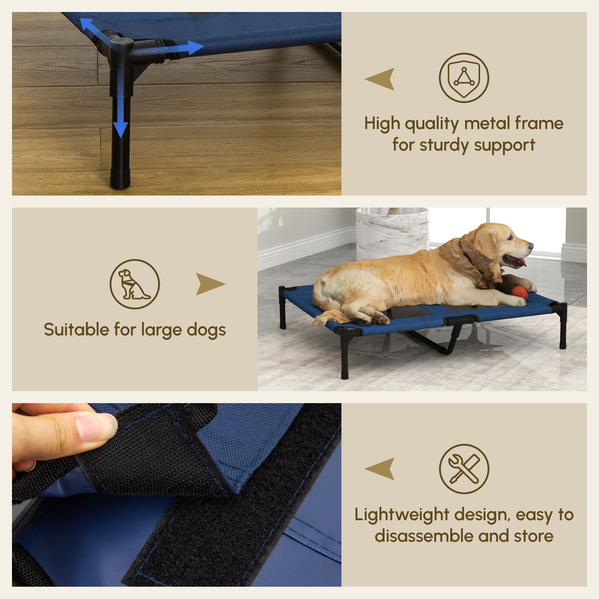 Elevated Cooling Pet Bed – Portable Raised Cot for Dogs and Cats