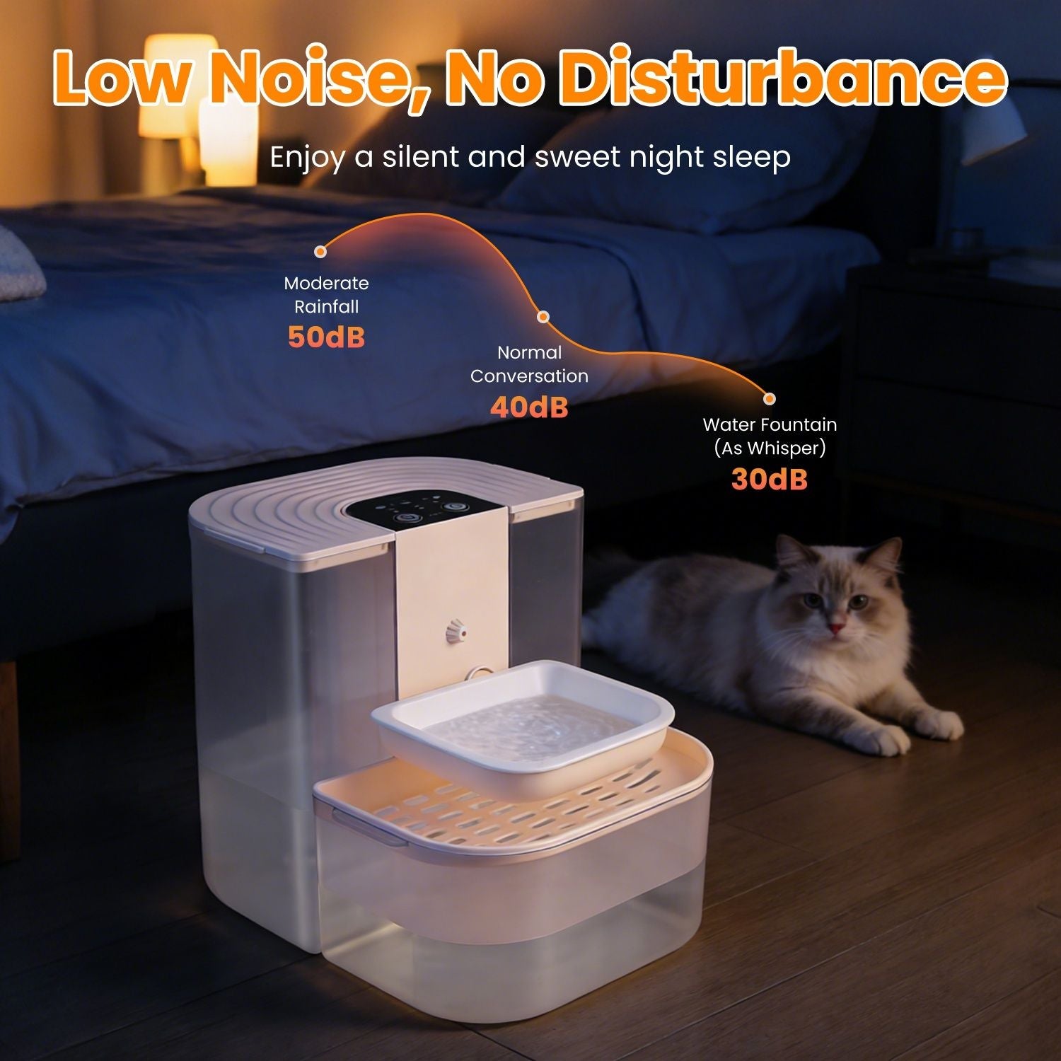 Cordless Dog Cat Water Fountain 4.5L, Dual Tank Filtration Automatic Pet Water Dispenser with Easy Cleaning