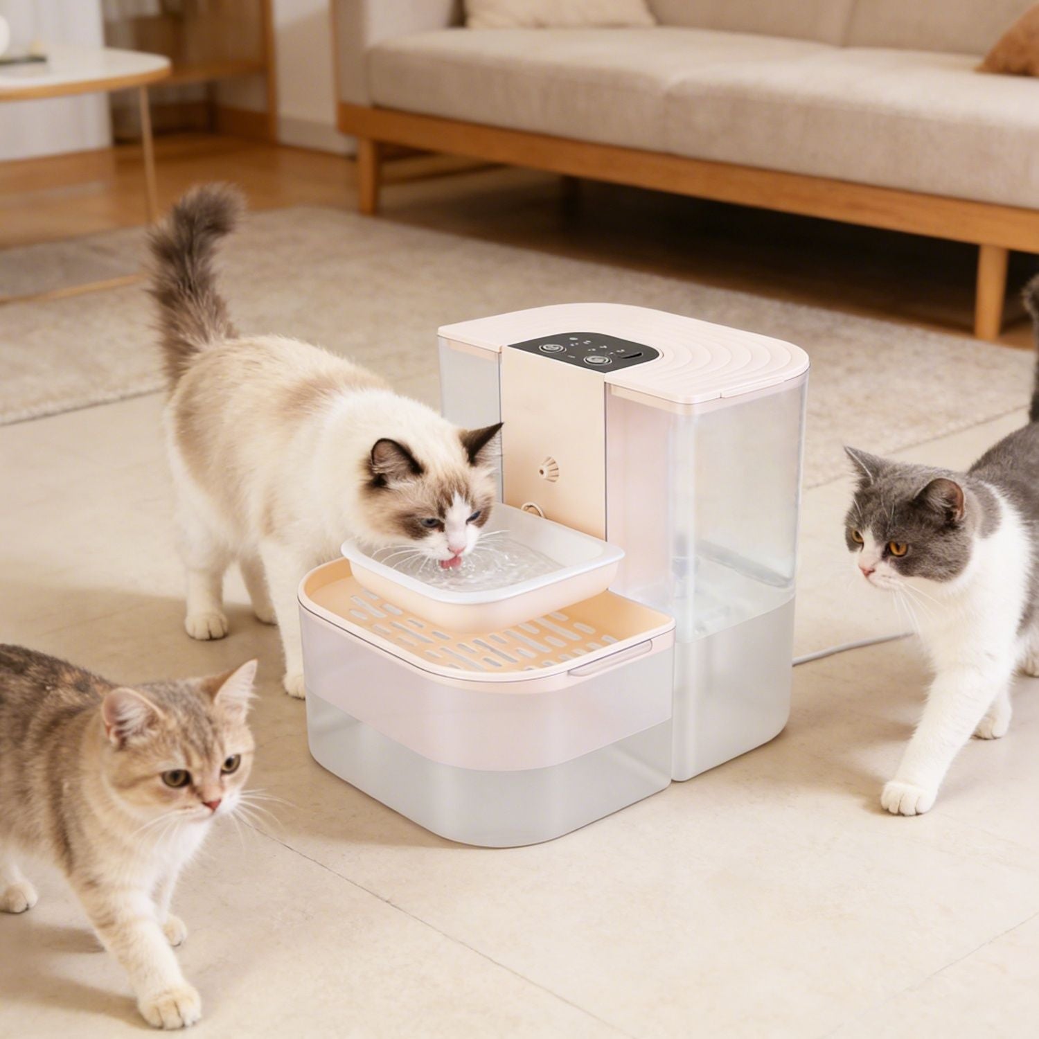 Cordless Dog Cat Water Fountain 4.5L, Dual Tank Filtration Automatic Pet Water Dispenser with Easy Cleaning