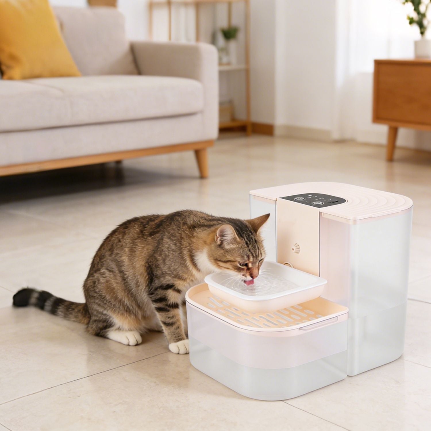 Cordless Dog Cat Water Fountain 4.5L, Dual Tank Filtration Automatic Pet Water Dispenser with Easy Cleaning