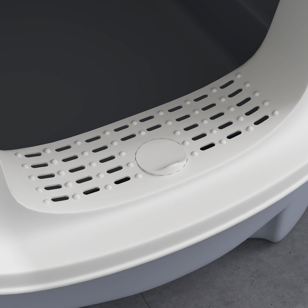 Covered Cat Litter Box with Lid, Drawer, Scoop, Top Entry, Deodorizing Bags, Odor Control, Easy to Clean, Gray