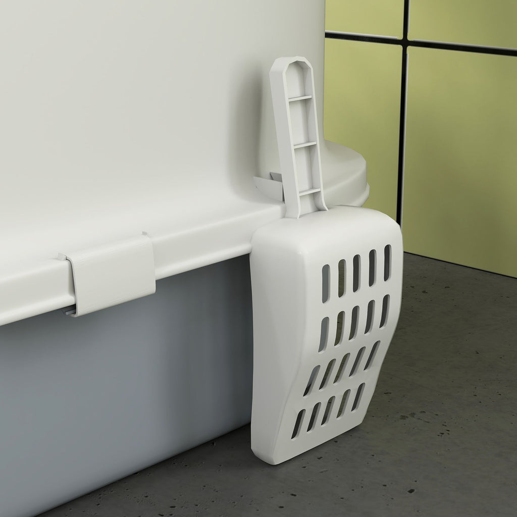 Covered Cat Litter Box with Lid, Drawer, Scoop, Top Entry, Deodorizing Bags, Odor Control, Easy to Clean, Gray