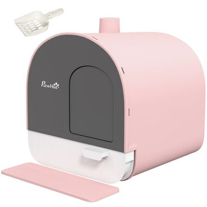 Pink Covered Cat Litter Box for Small Cats – Private, Clean, and Odor-Free