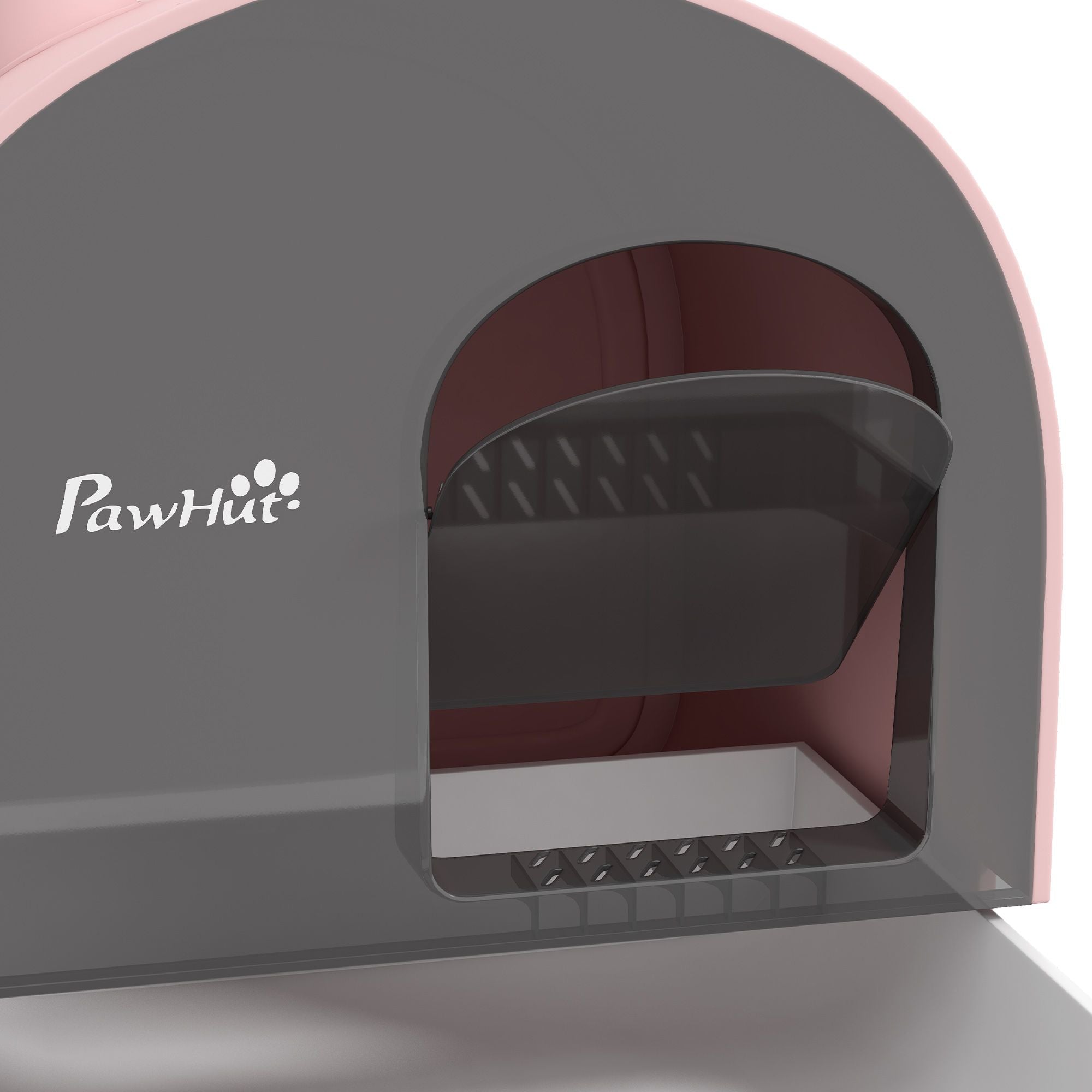 Covered Cat Litter Box with Lid, Scoop, and Filter, Compact Design, Pink