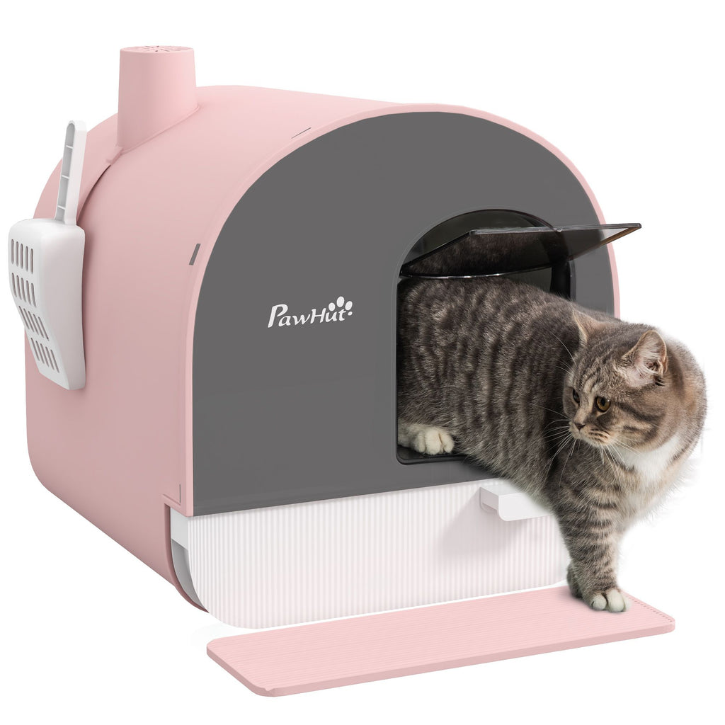 Pink Covered Cat Litter Box for Small Cats – Private, Clean, and Odor-Free