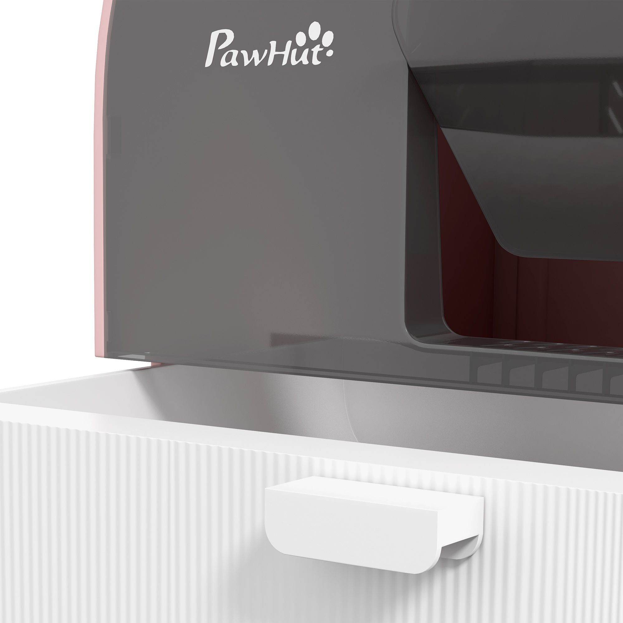 Covered Cat Litter Box with Lid, Scoop, and Filter, Compact Design, Pink
