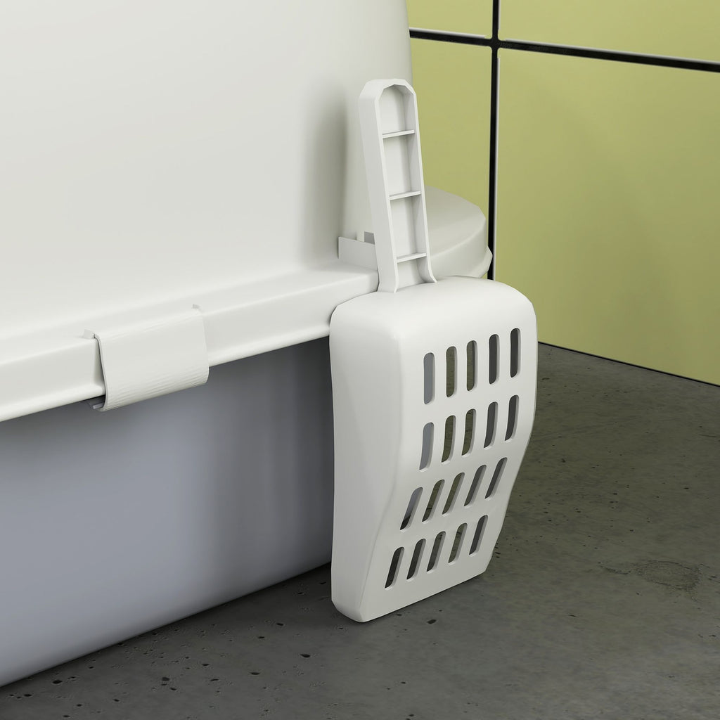 Covered Cat Litter Box with Lid, Scoop, Deodorizing Bags for Odor Control, Privacy, Easy to Clean, Gray