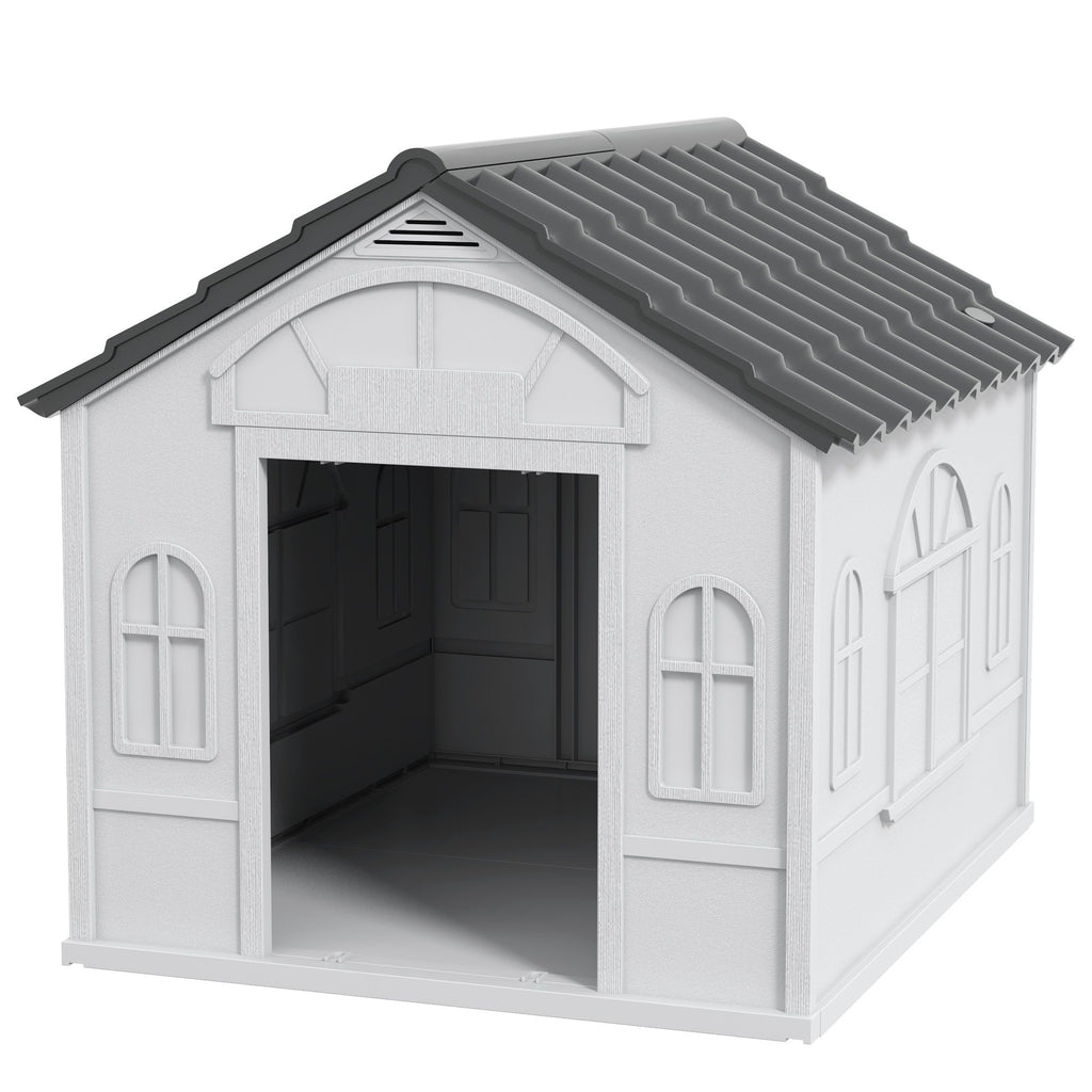 All-Weather Water-Resistant Dog House with Cute Window & Easy Assembly