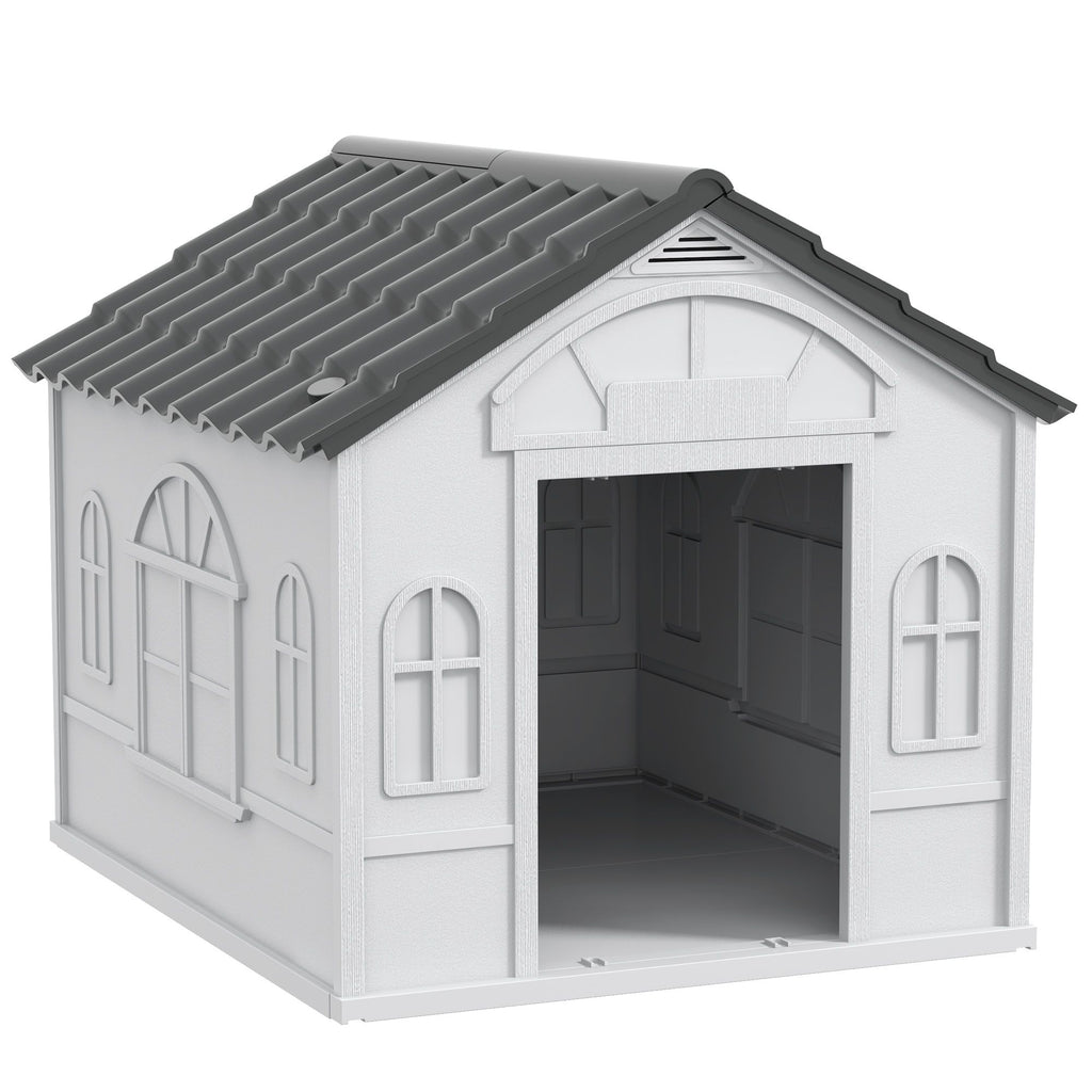 All-Weather Water-Resistant Dog House with Cute Window & Easy Assembly
