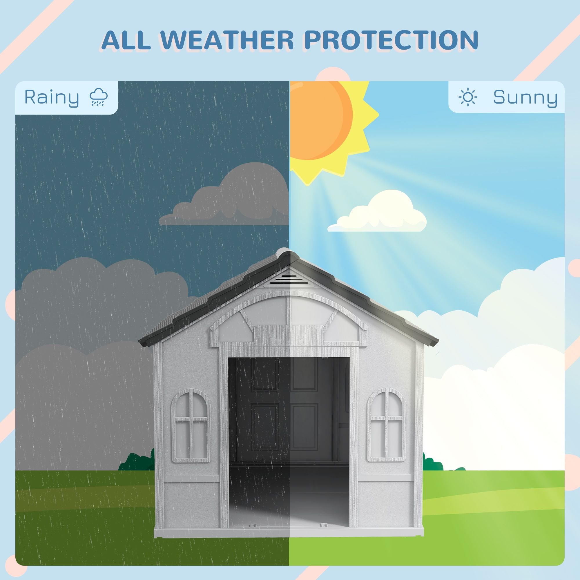 All-Weather Water-Resistant Dog House with Cute Window & Easy Assembly