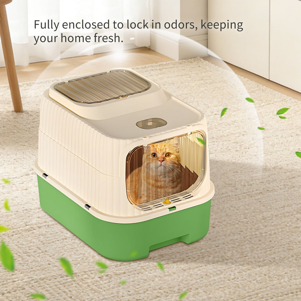 Modern, Splash-Proof Cat Litter Box with Easy-Clean Drawer