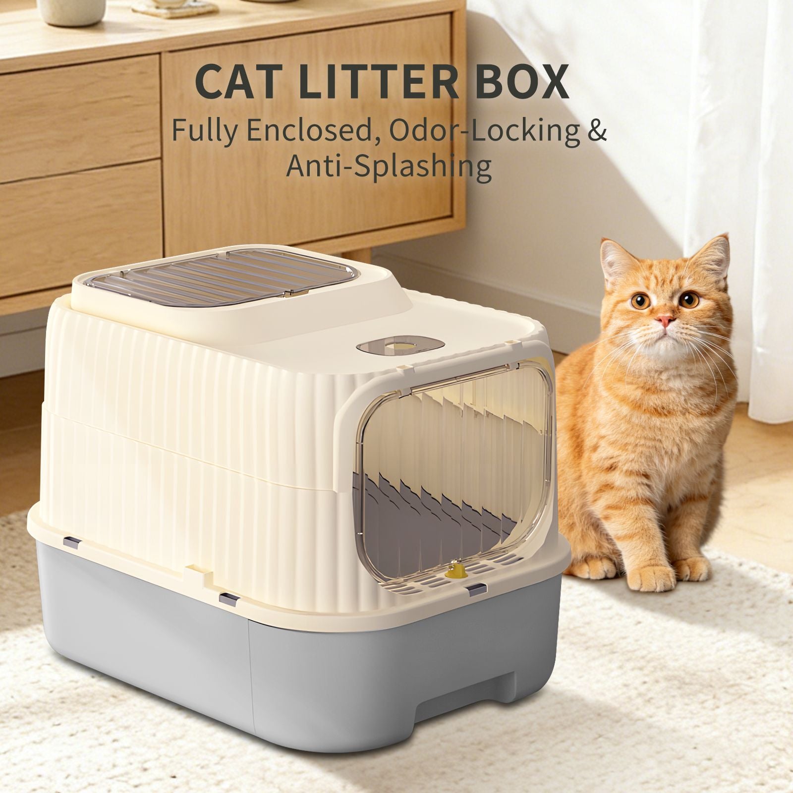 Modern, Splash-Proof Cat Litter Box with Easy-Clean Drawer