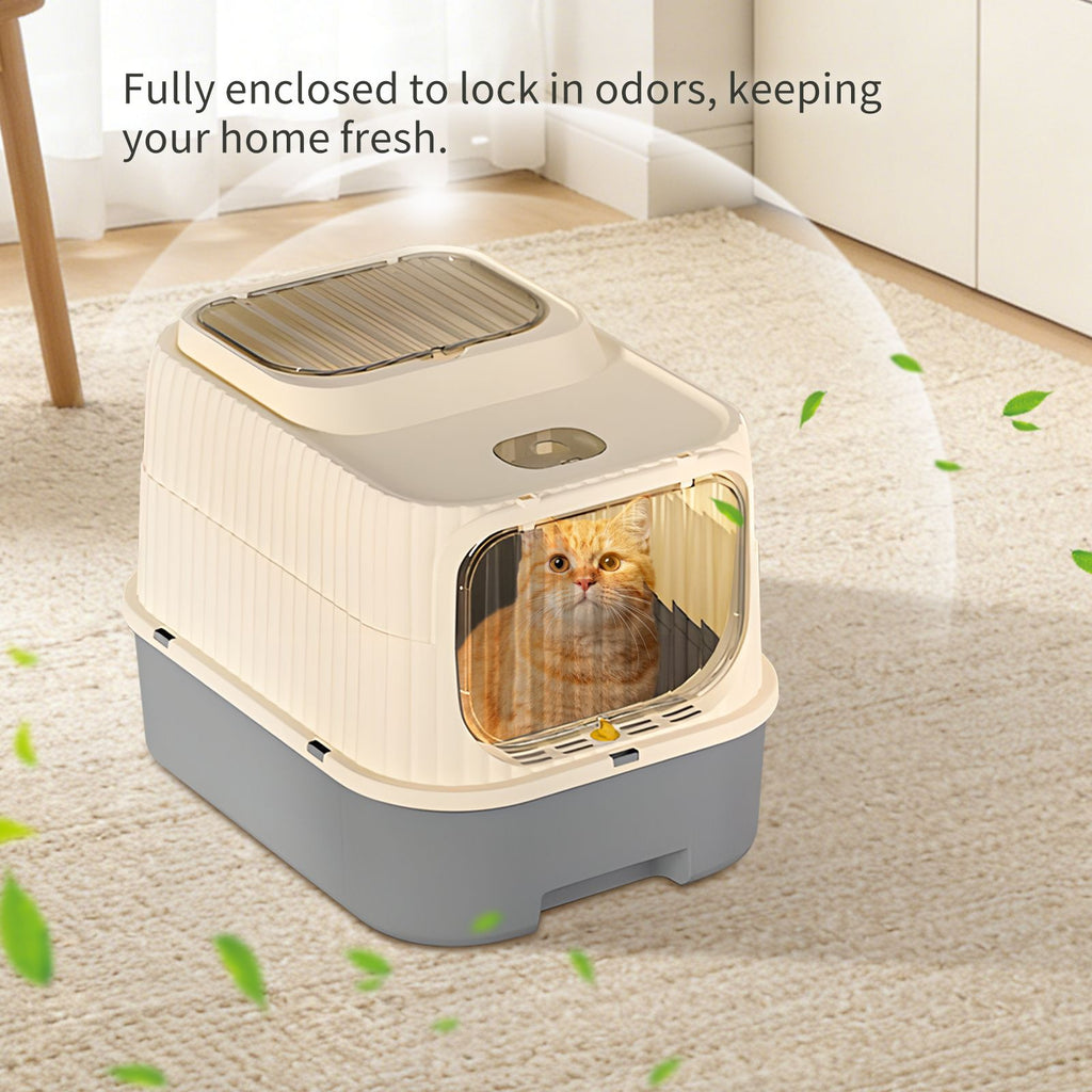 Modern, Splash-Proof Cat Litter Box with Easy-Clean Drawer