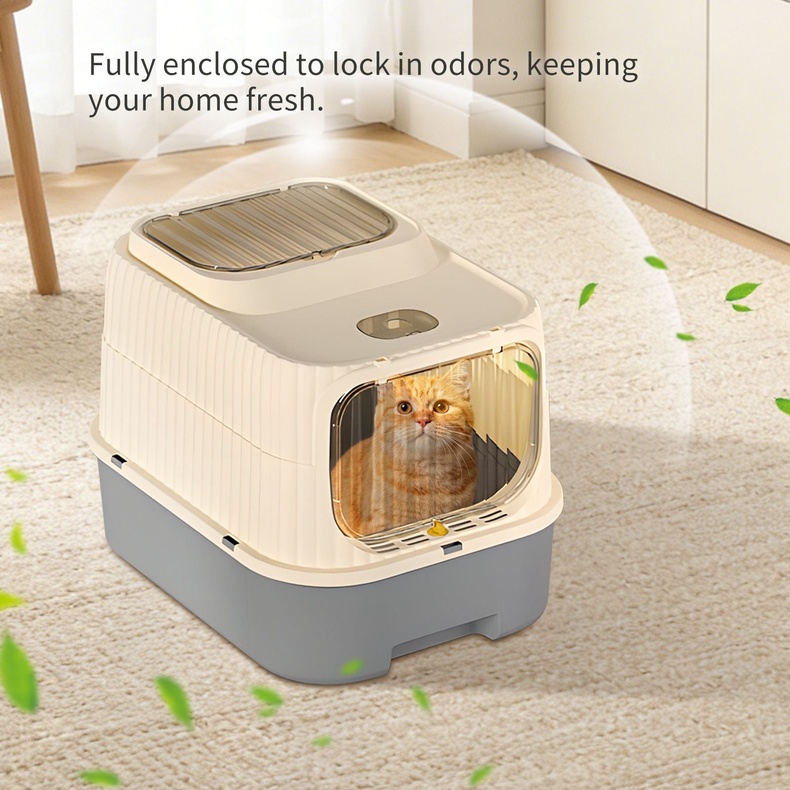 Modern, Splash-Proof Cat Litter Box with Easy-Clean Drawer