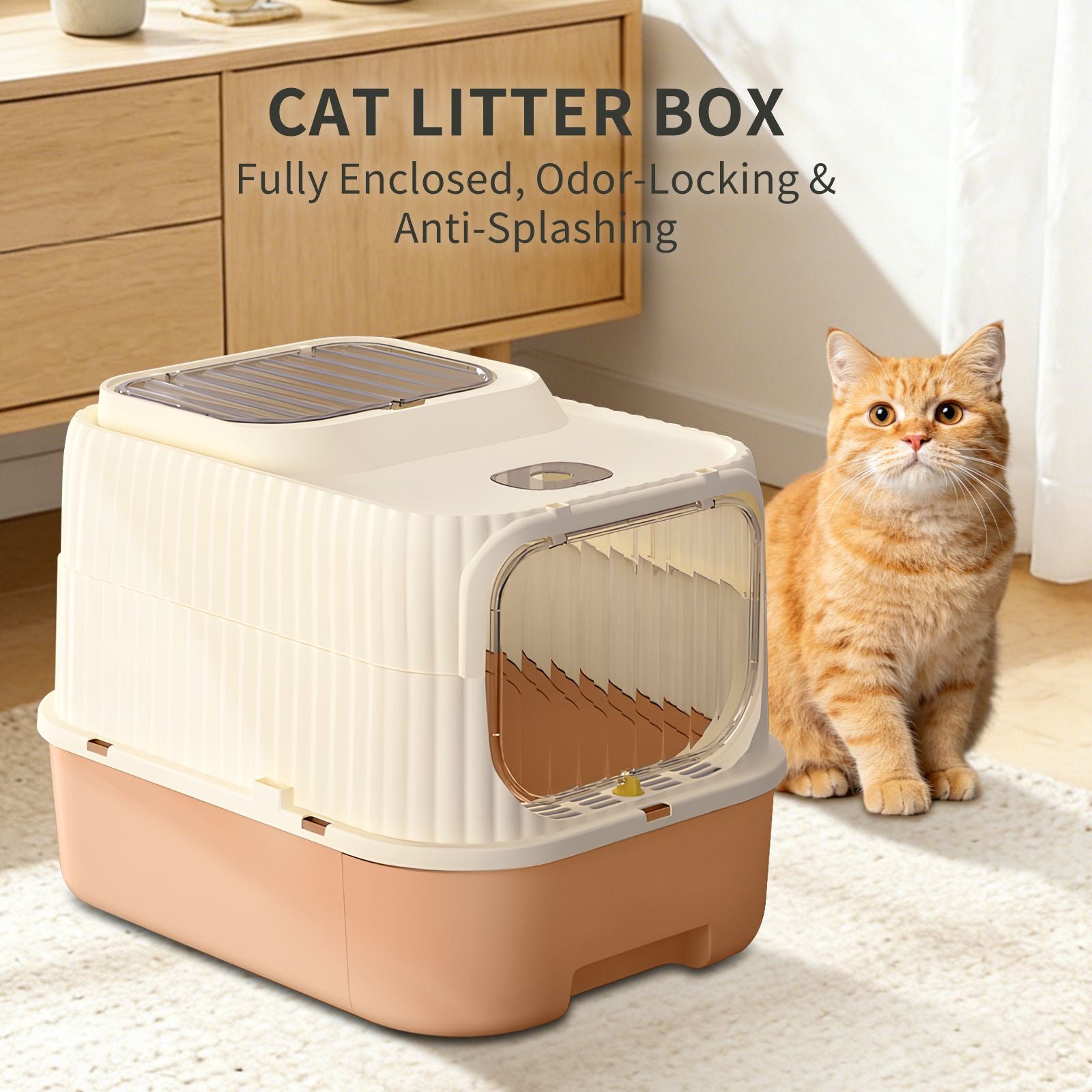 Modern, Splash-Proof Cat Litter Box with Easy-Clean Drawer