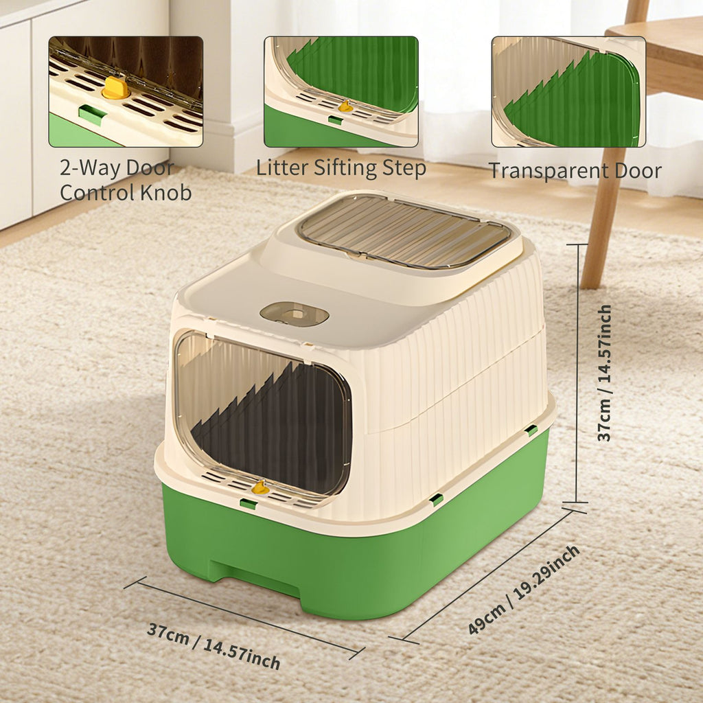 Modern, Splash-Proof Cat Litter Box with Easy-Clean Drawer
