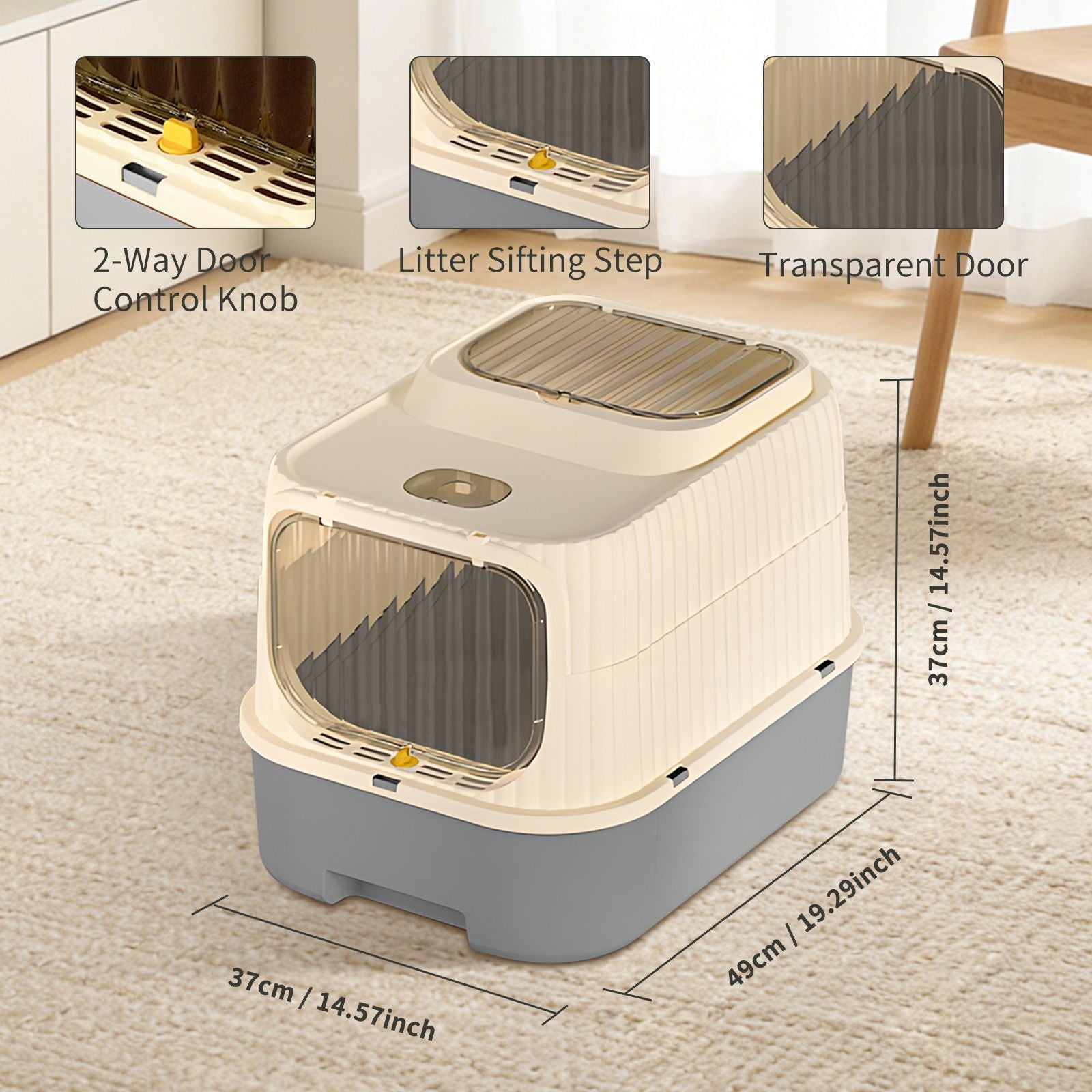 Modern, Splash-Proof Cat Litter Box with Easy-Clean Drawer