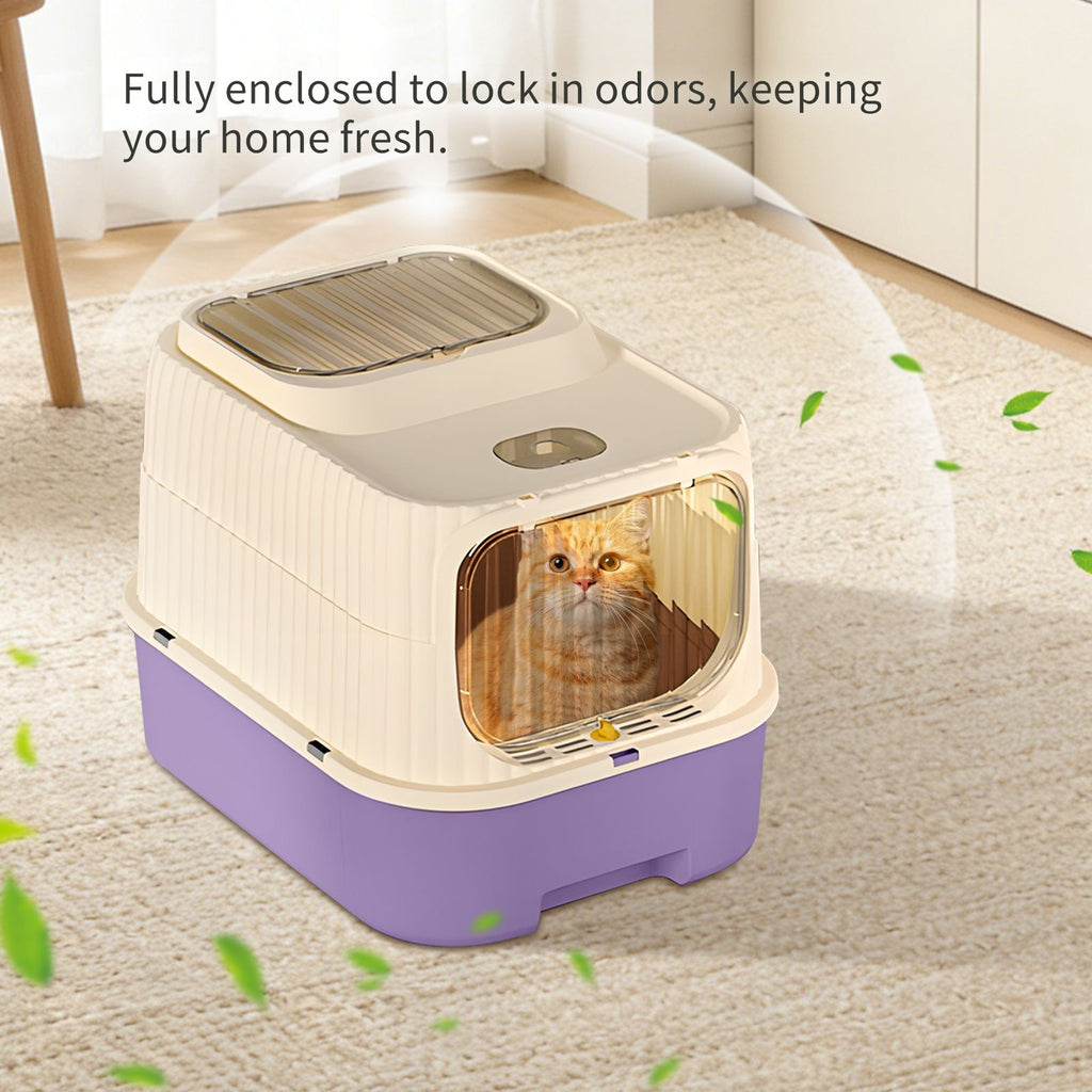Modern, Splash-Proof Cat Litter Box with Easy-Clean Drawer