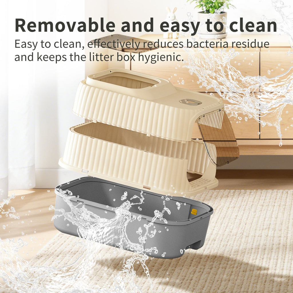 Modern, Splash-Proof Cat Litter Box with Easy-Clean Drawer
