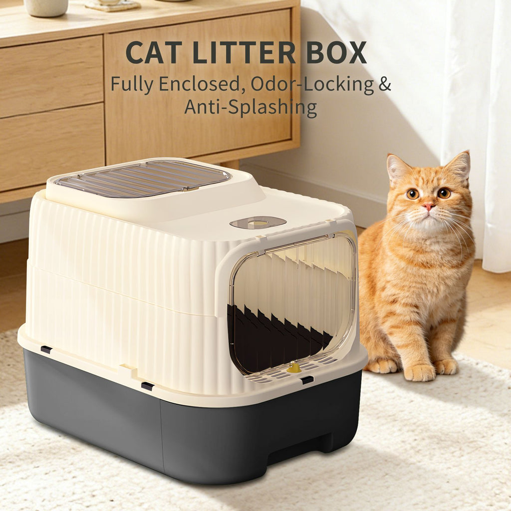 Modern, Splash-Proof Cat Litter Box with Easy-Clean Drawer