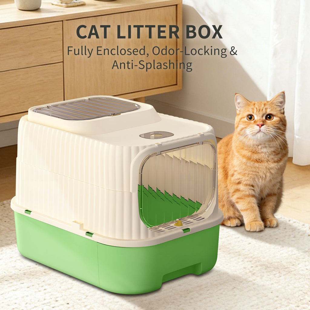 Modern, Splash-Proof Cat Litter Box with Easy-Clean Drawer
