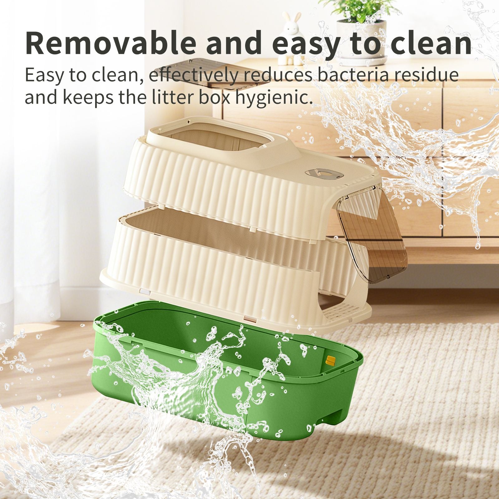 Modern, Splash-Proof Cat Litter Box with Easy-Clean Drawer