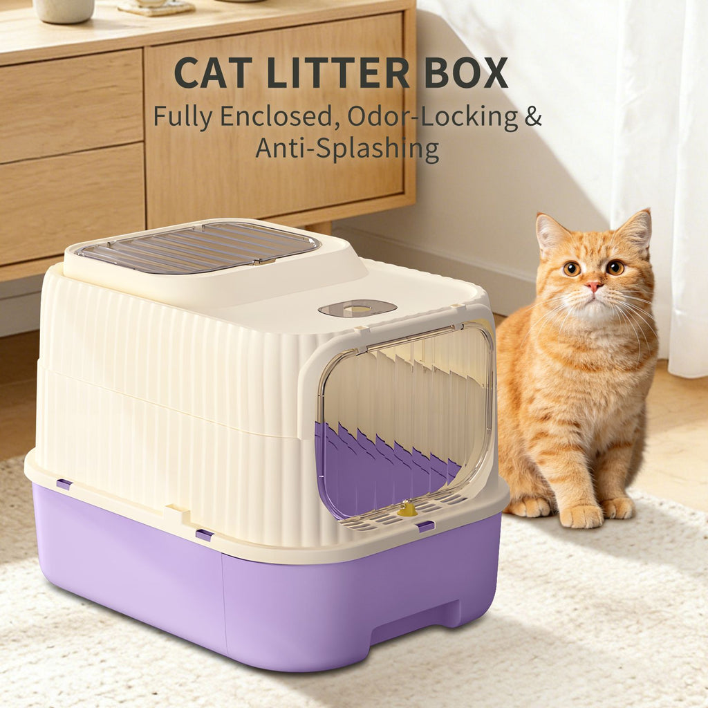 Modern, Splash-Proof Cat Litter Box with Easy-Clean Drawer