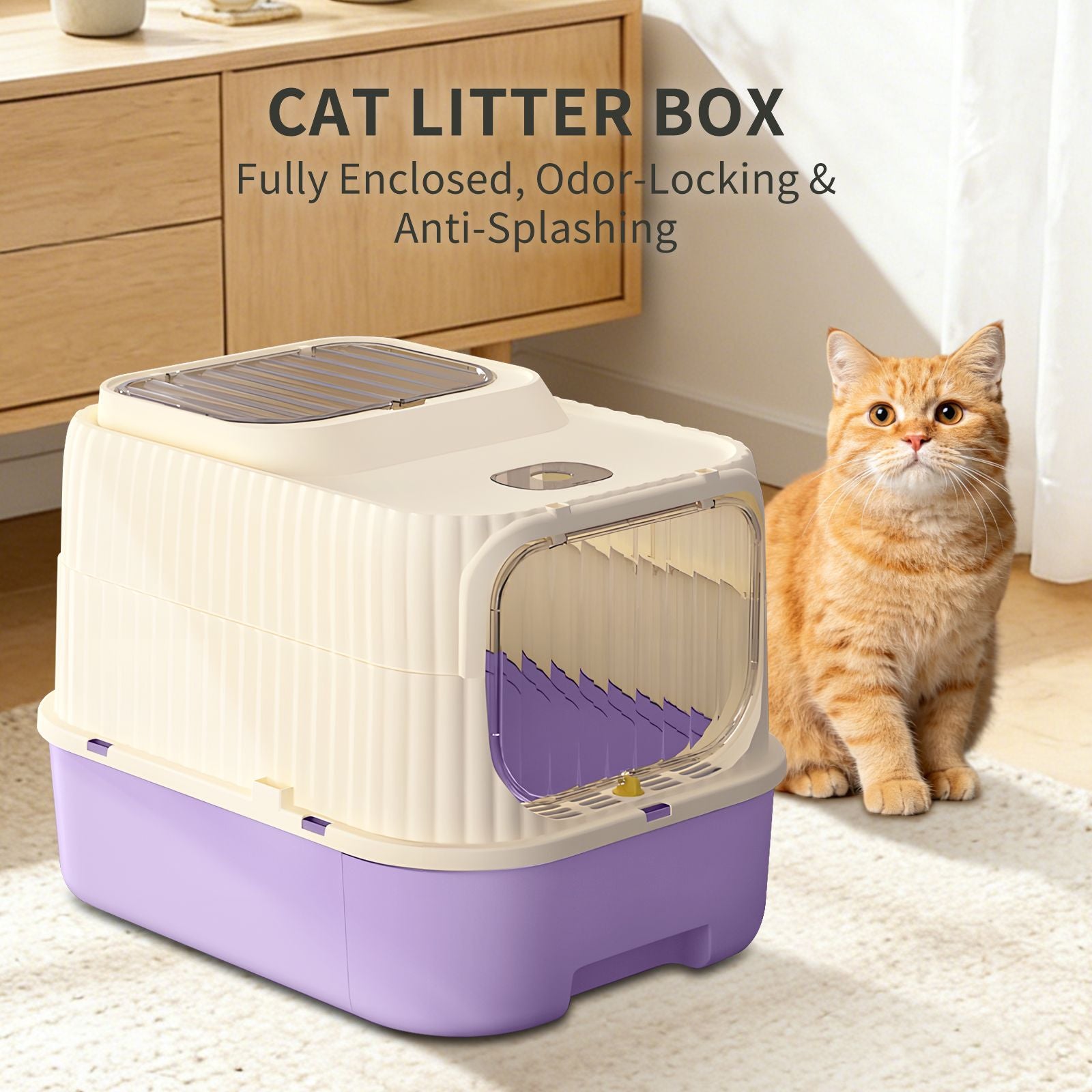 Modern, Splash-Proof Cat Litter Box with Easy-Clean Drawer