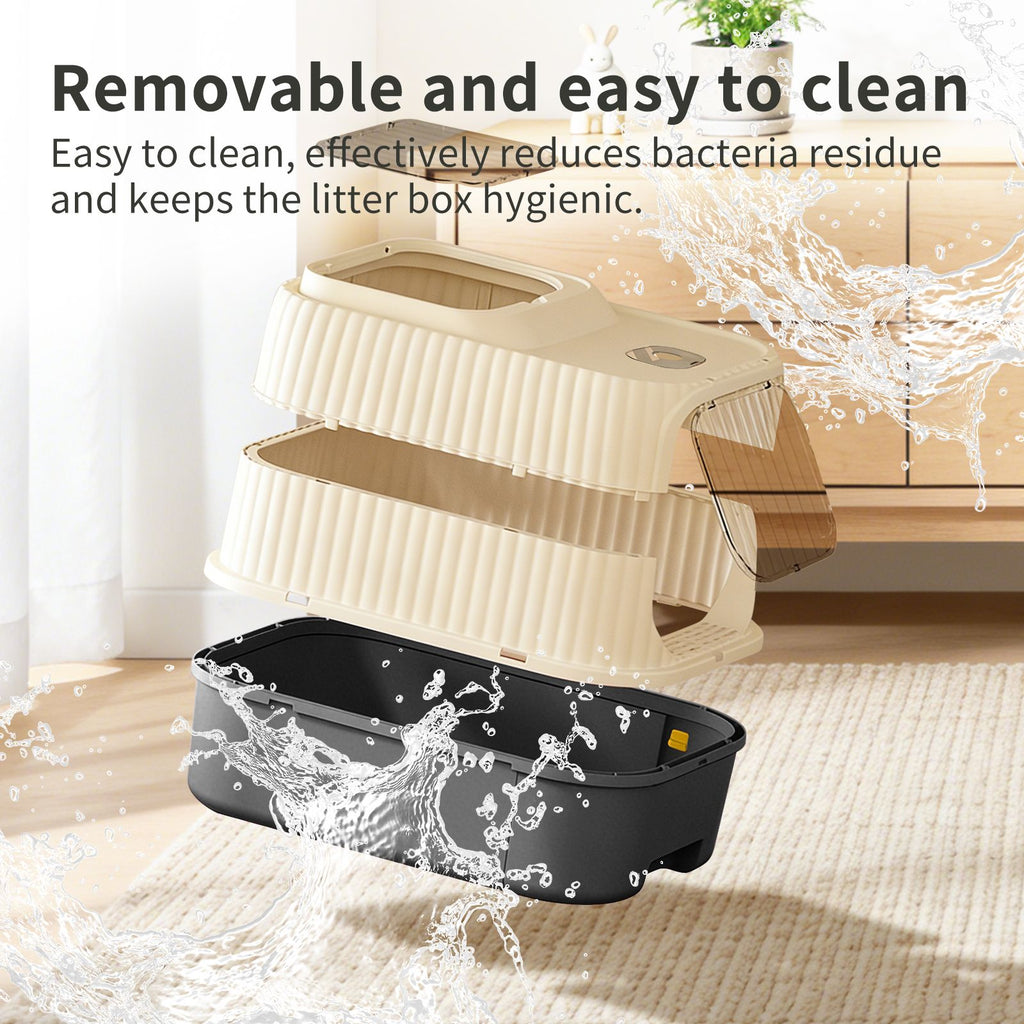 Modern, Splash-Proof Cat Litter Box with Easy-Clean Drawer
