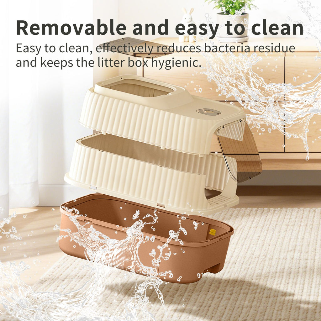 Modern, Splash-Proof Cat Litter Box with Easy-Clean Drawer