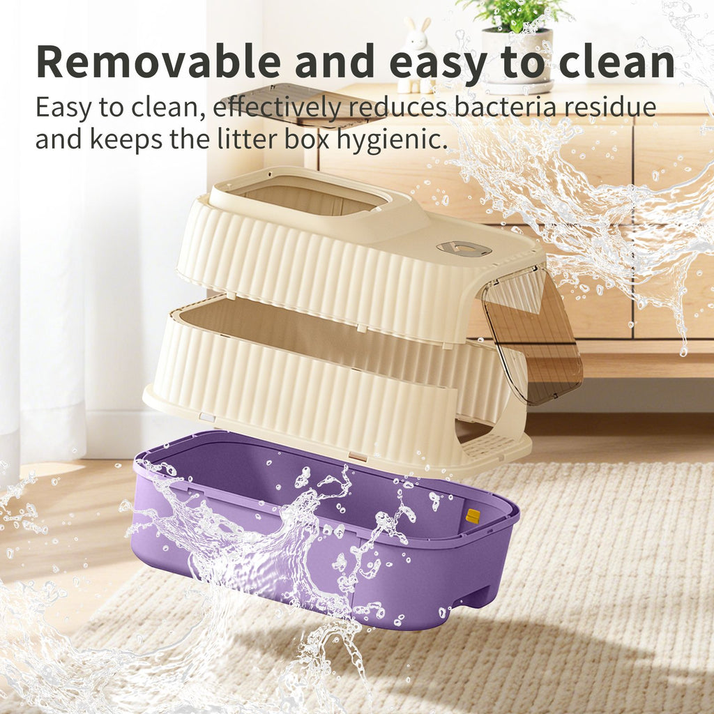 Modern, Splash-Proof Cat Litter Box with Easy-Clean Drawer