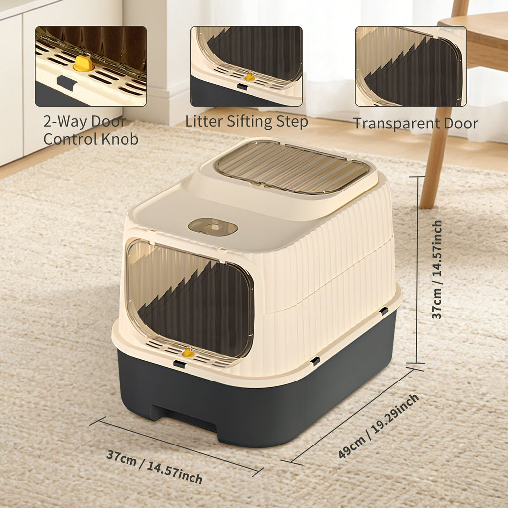 Modern, Splash-Proof Cat Litter Box with Easy-Clean Drawer