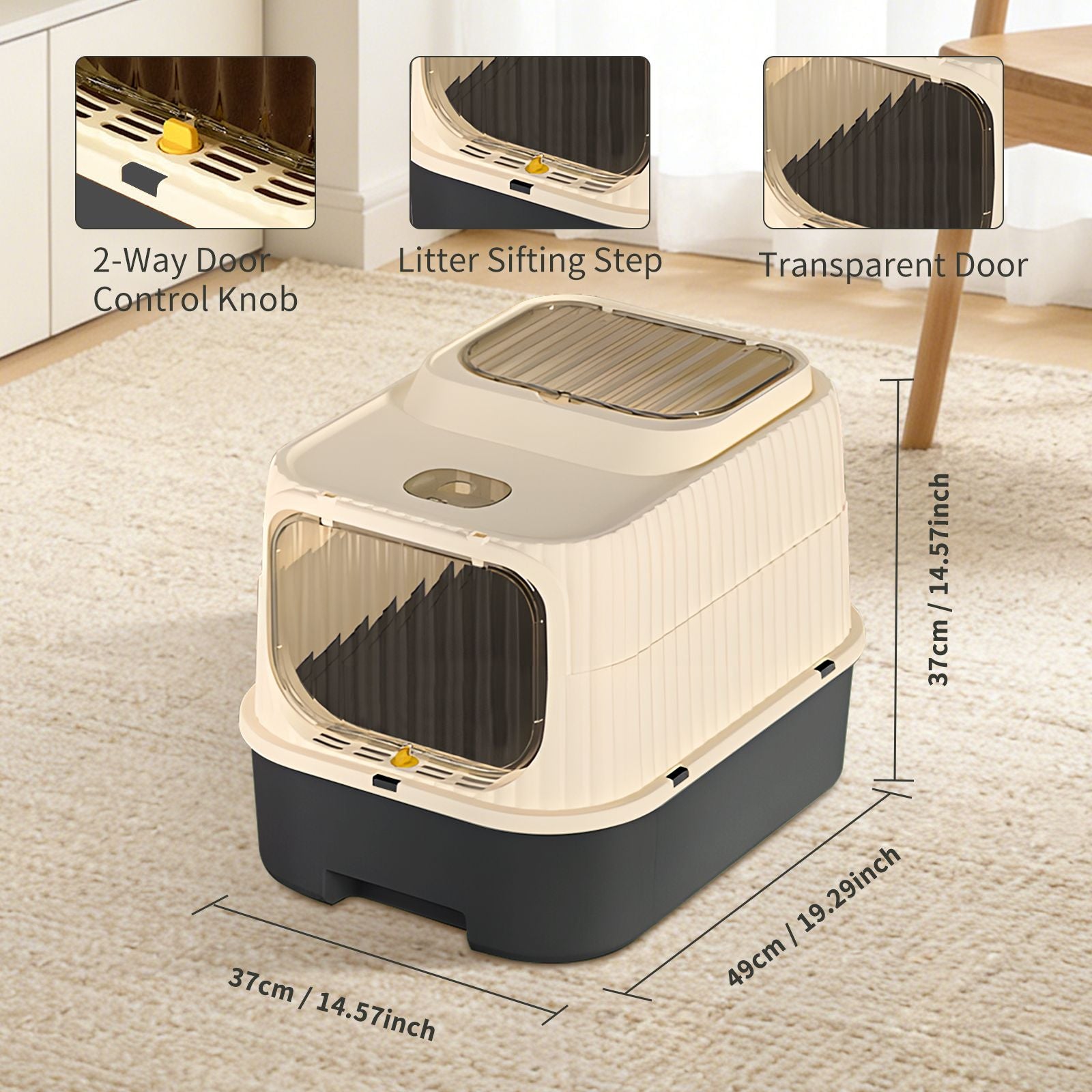 Modern, Splash-Proof Cat Litter Box with Easy-Clean Drawer
