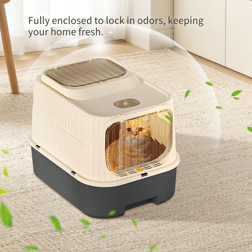 Modern, Splash-Proof Cat Litter Box with Easy-Clean Drawer